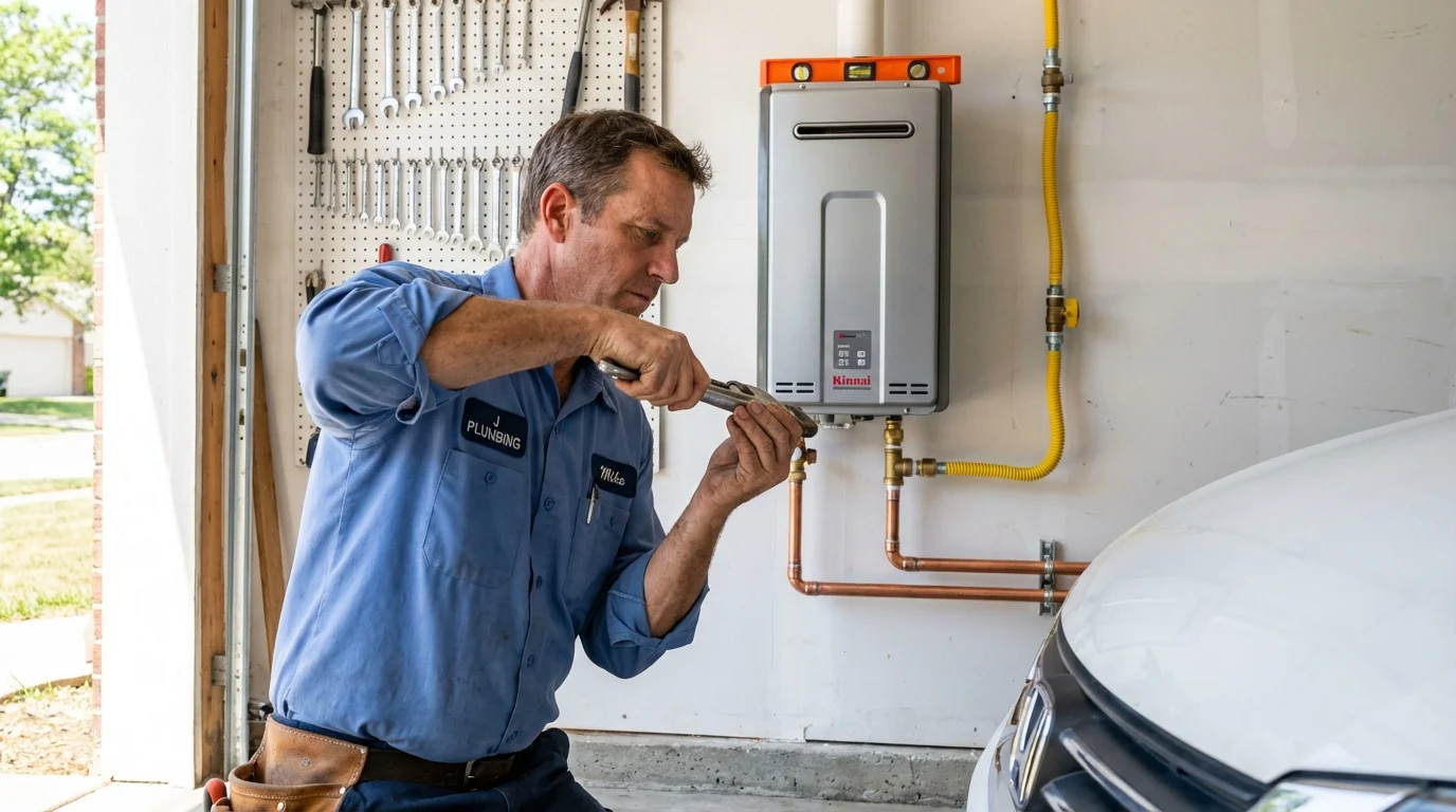 Tankless water heater installation by a Johns Plumbing LLC plumber in Owasso